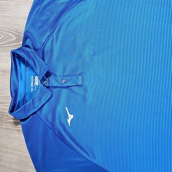 Mizuno Blue Striped Casual Golf Polo Shirt XXL Large Short Sleeve Activewear - Picture 3 of 3